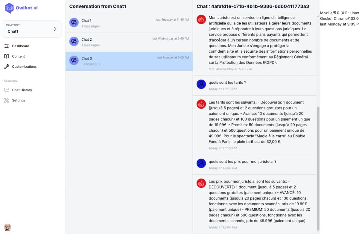 Conversation history